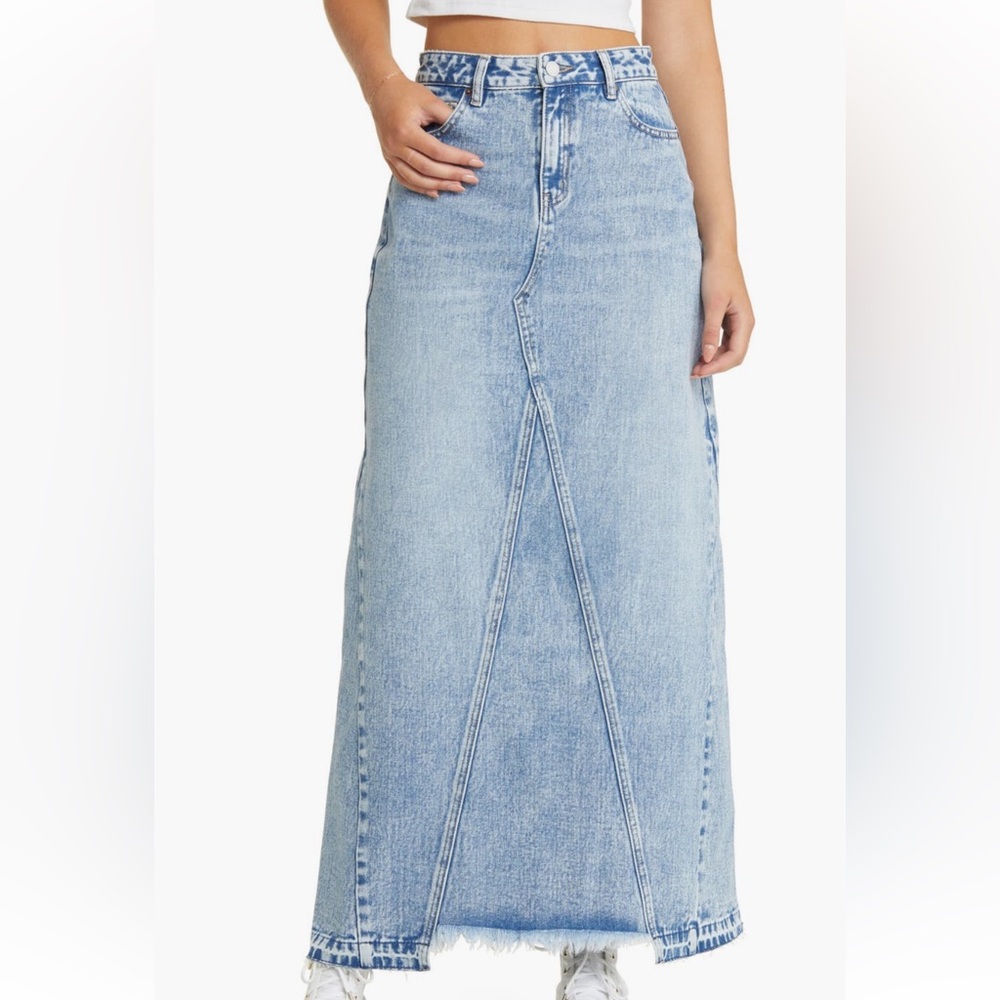 Light Blue Denim Maxi Skirt